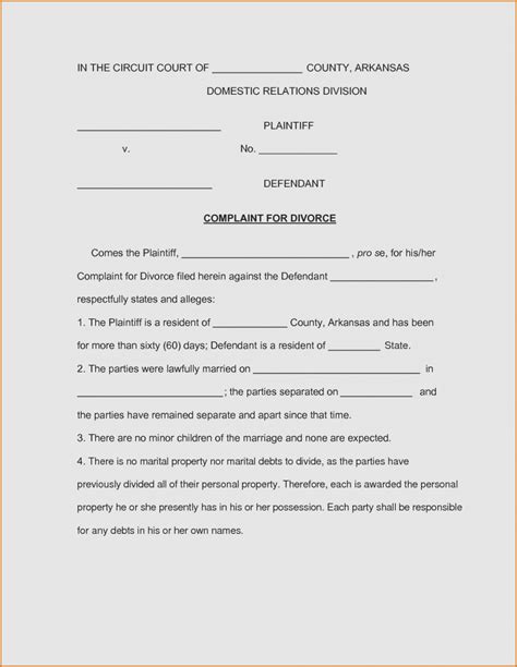 Printable Arkansas Divorce Papers Printable Templates
