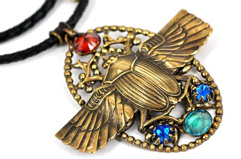 Scarab Necklace Egyptian Jewelry Scarab Pendant Vintage