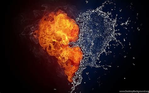 Fire And Ice Heart Background Hd Wallpaper Pxfuel