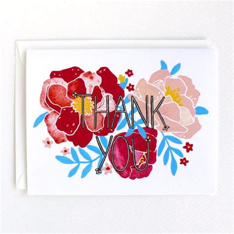 Thank You Card Set Floral Greeting Card Set Thanks Note Card