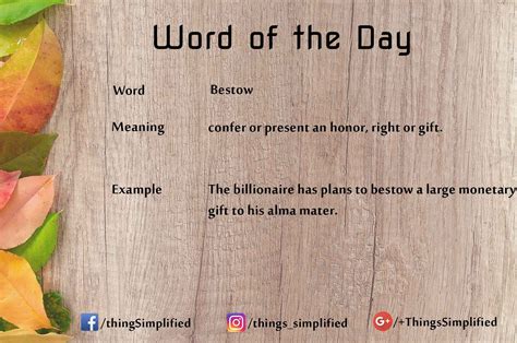 Word Of The Day Bestow Thingssimplified English Vocabulary