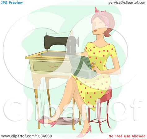 clipart of a happy brunette white girl sewing doll clothes with a my xxx hot girl