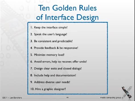 Ten Golden Rules Of Interface Design