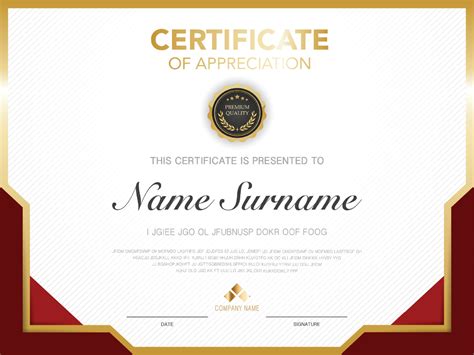 Diploma Certificate Template Red And Gold Color With Luxury And Modern
