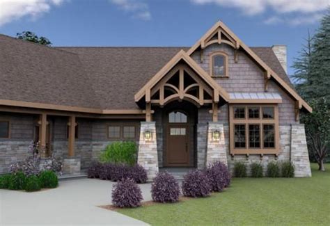 This Is An Artists Rendering Of A House With Stone And Wood Trimmings