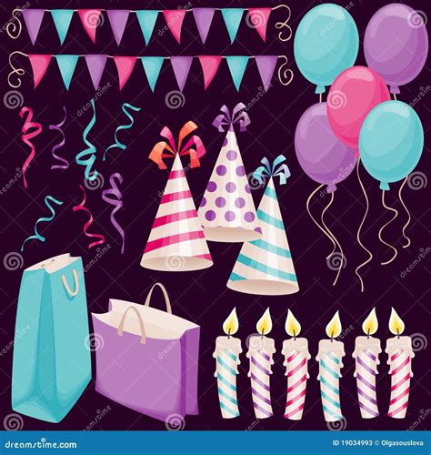 Birthday Party Elements Stock Vector Illustration Of Fire 19034993