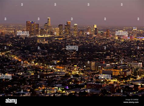 The Los Angeles City Landscape At Night Viewed From Griffith