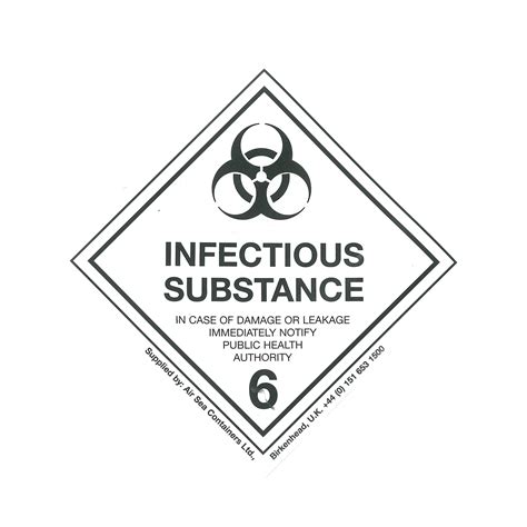 Class 6 2 Infectious Substance Hazard Labels 100mm X 100mm Air