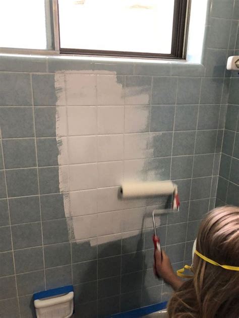 White tile with dark grout. How to Paint Shower Tile DIY in 2020 | Painting shower ...
