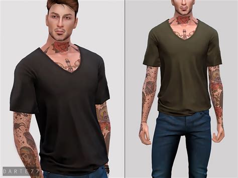 Darte77s V Neck T Shirt In 2020 Sims 4 Men Clothing Sims 4 Mods