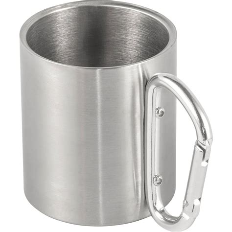 Printed Stainless Steel Double Walled Travel Mug 200 Ml Silver Mugs