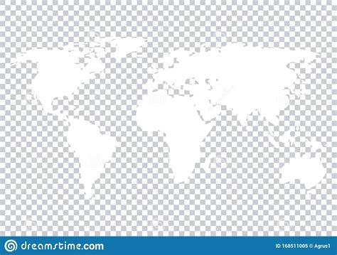White World Map Silhouette On Transparent Background Stock Vector