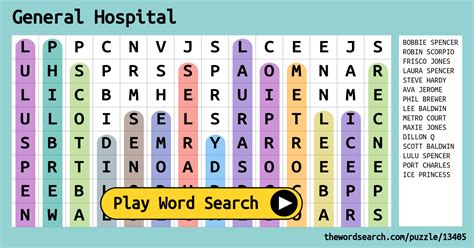 Hospital Word Search Printable