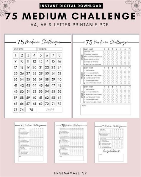 75-day Medium Challenge Printable Free