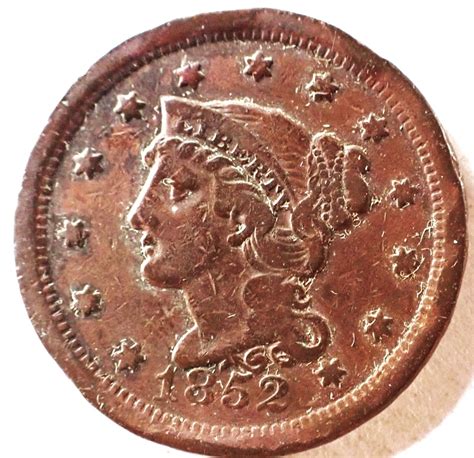 1852 Us Braided Hair Liberty Head Large Cent🪙early Copper Penny🪙 Ebay