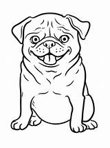 Pug Coloring Funny Animal Dog Printable Cartoon sketch template