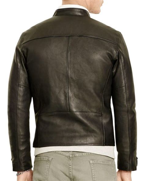 Polo Ralph Lauren Lambskin Leather Café Racer Jacket In Black For Men
