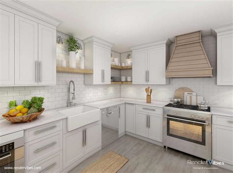 Modern Minimalistic Kitchen 3d Rendering Render Vibes Visualization