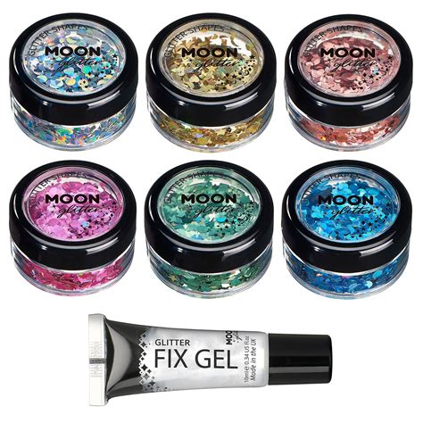 Moon Glitter Holographic Glitter Shapes Set Of 6