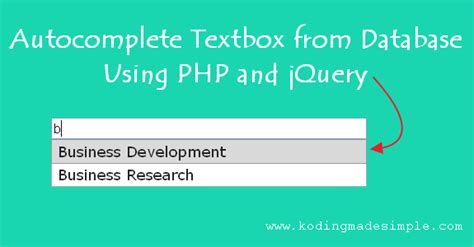 Autocomplete Textbox From Database In PHP JQuery And MySQL