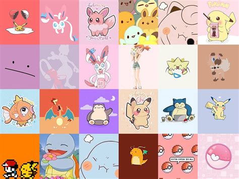 72 Pcs Cute Aesthetic Pokémon Wall Collage Kit Anime Room Etsy