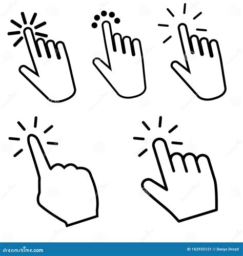 A Collection Of Clicking A Button Icon With The Finger And Mouse