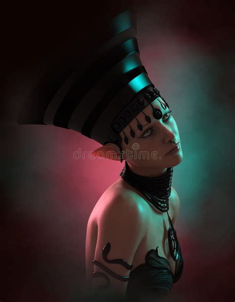 Ancient Egyptian Queen In The Throne Room 3d Cg Stock Illustration