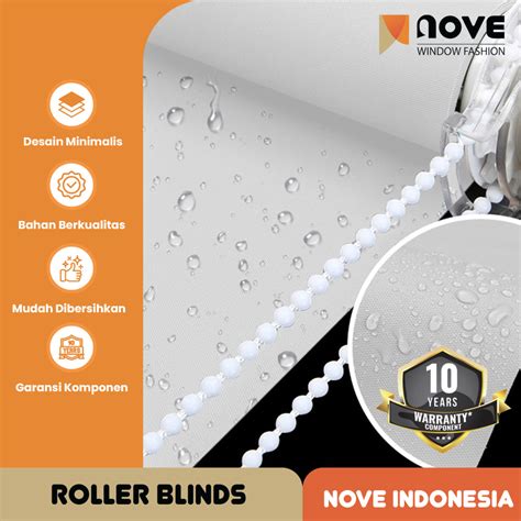 Jual Nove Roller Blinds Indoor Tahan Air Water Proof Ukuran Custom