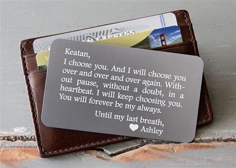 Personalized Wallet Card Custom Engraved Wallet Insert Personalized Wallet Card Mini Love Not