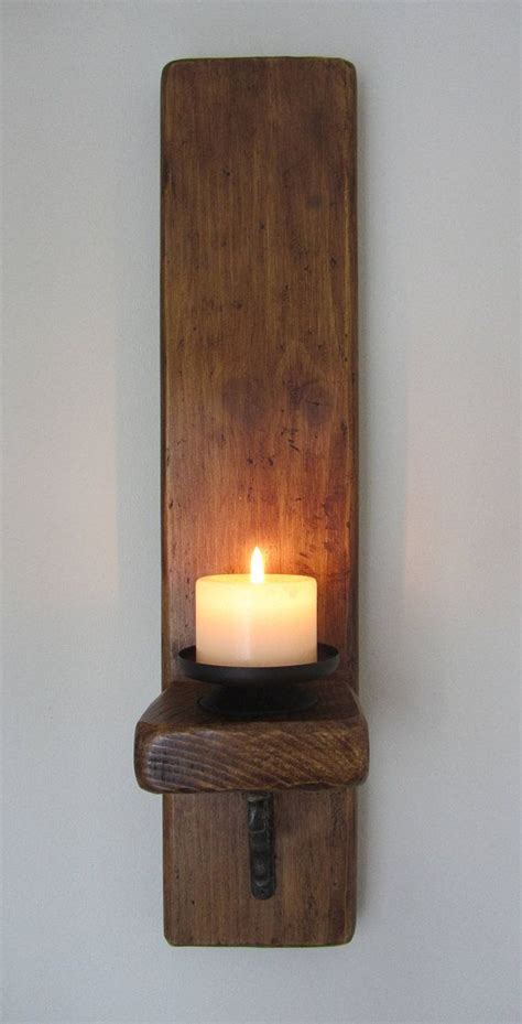 Reclaimed Plank Wood Wall Sconce Candle Holder With Antique Etsy