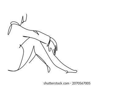Continuous Drawing One Woman Sitting On Stock Vector Royalty Free Shutterstock