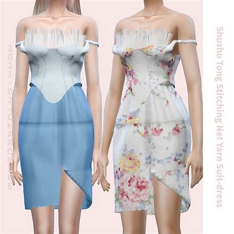 Stitching Net Yarn Suit Dress At Charonlee Sims 4 Updates