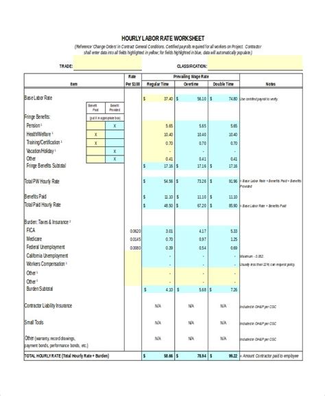 15 Rate Sheet Template Free Word Excel And Pdf Formats Samples