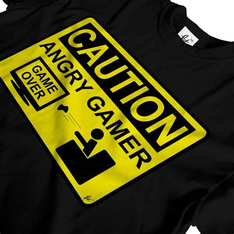 Caution Angry Gamer Warning Sign Game Over Lost Mens T Shirt Ebay