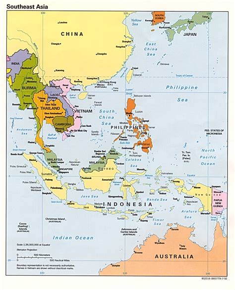 Southeast Asia Political Map 1992 Full Size Ex