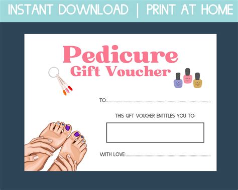 Pedicure T Voucher Nail Salon T Card Printable T Etsy Uk