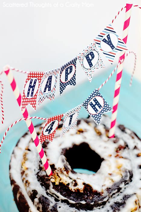 Red White And Blue Patriotic Mini Cake Bunting Free Printable For 4th