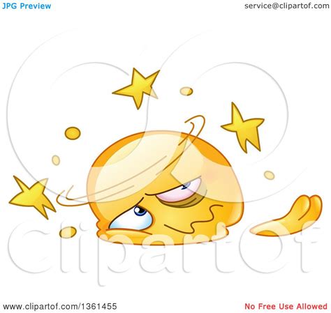 Clipart Of A Cartoon Drunk Or Dizzy Yellow Smiley Face Emoji Seeing