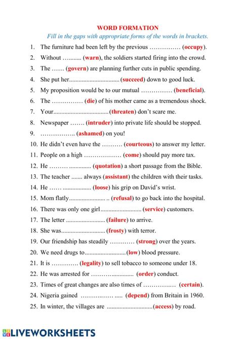Word Formation Online Activity For Intermediate You Can Do The