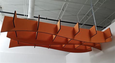 The ceiling baffles insulation board is suspended from the ceiling structure, both sides can absorb the sound. Custom designed Ecoustic Baffle sound absorbing acoustic ...