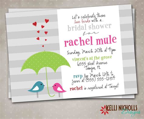 Custom Love Birds Bridal Shower Invitation By Kellinichollsdesigns