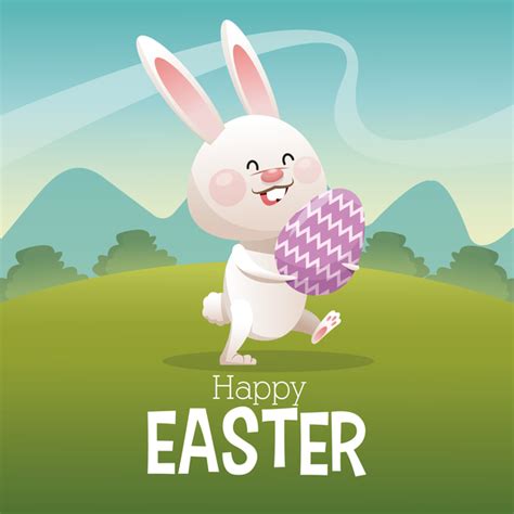 Happy Easter Card With Cartoon Bunny Vector 09 Vector