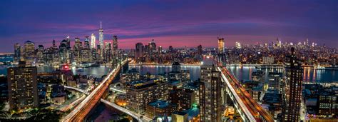 Manhattan Skyline During Beautiful Sunset Tapet Natt Happywall