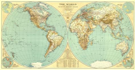 1935 World Map By National Geographic Maps