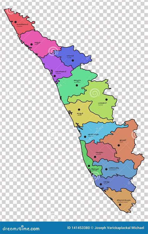 Kerala Red Highlighted In Map Of India Royalty Free Illustration Cartoondealer