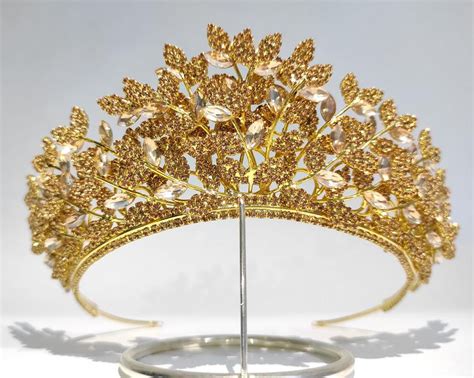 Tiaras For Womenzircon Crownsqueen Crowngold Crownflower Etsy