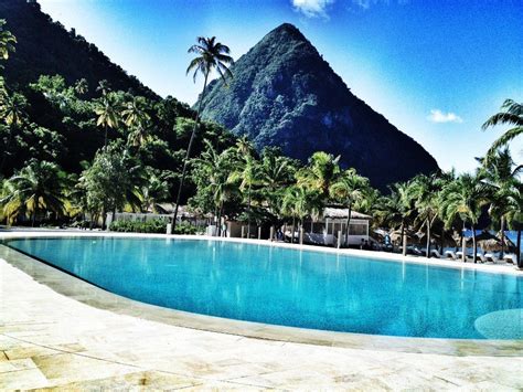 The Great Pitons Seen From The Pool At Sugar Beach A Viceroy Resort Caribbean Honeymoon