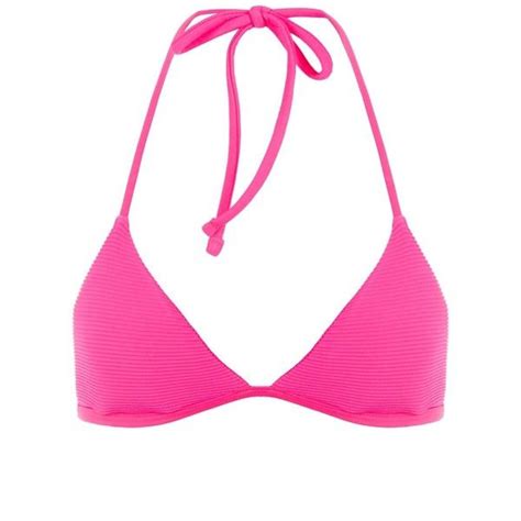 Topshop Ribbed Triangle Bikini Top 18 Liked On Polyvore Featuring