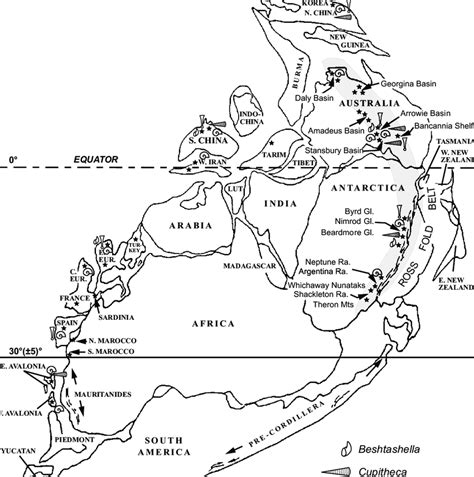 Early Cambrian Palaeogeograpic Map With The Major Sedimentary Basins Of