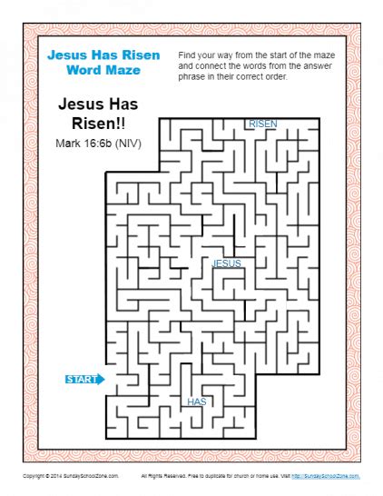 Free Bible Mazes For Children On Sunday School Zone